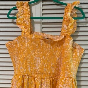 Torrid Sunny Orange Dress with Ruffle Straps smocking front and back